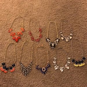BUNDLE; Nine assorted bling statement necklaces